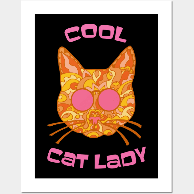 Cool Cat Lady Wall Art by TimeTravellers